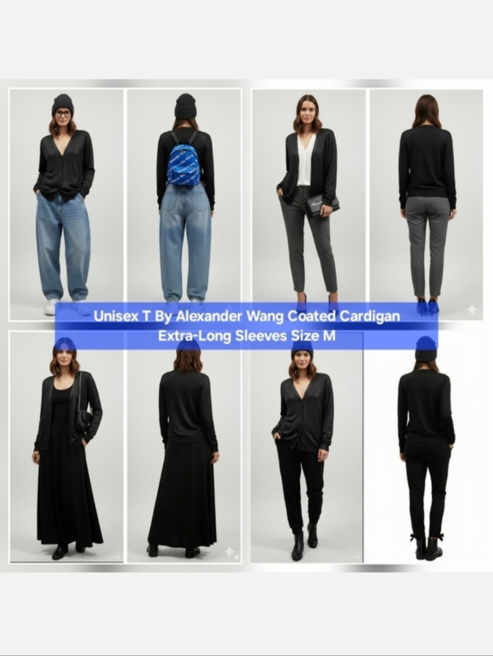 Unisex T By Alexander Wang Coated Cardigan Extra-Long Sleeves Size M